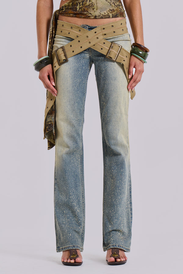 Strap Up Stonewash Jeans