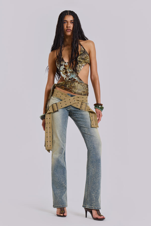 Strap Up Stonewash Jeans
