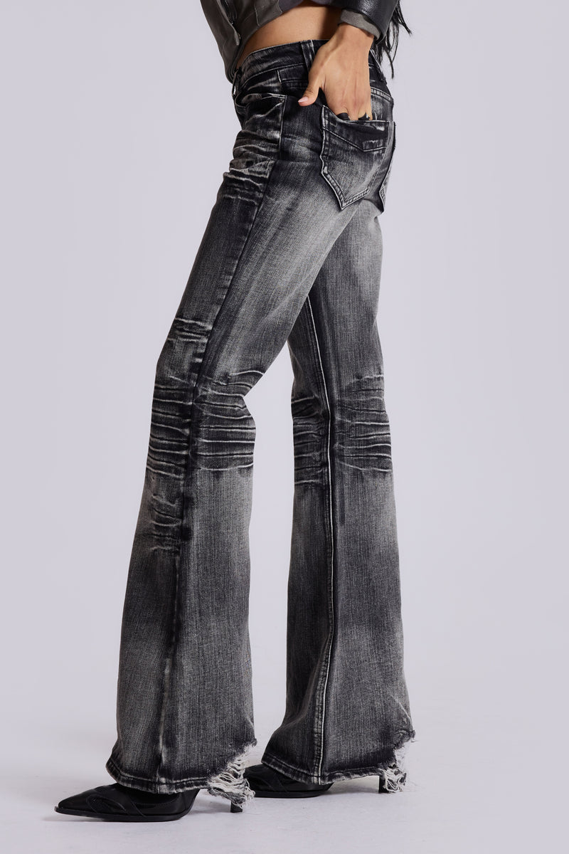 Washed Black Drift Bootcut Jeans