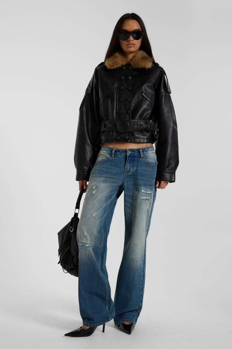 Hunter Loose Straight Leg Jeans in Blue Wash