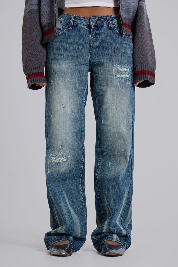 Hunter Loose Straight Leg Jeans in Blue Wash