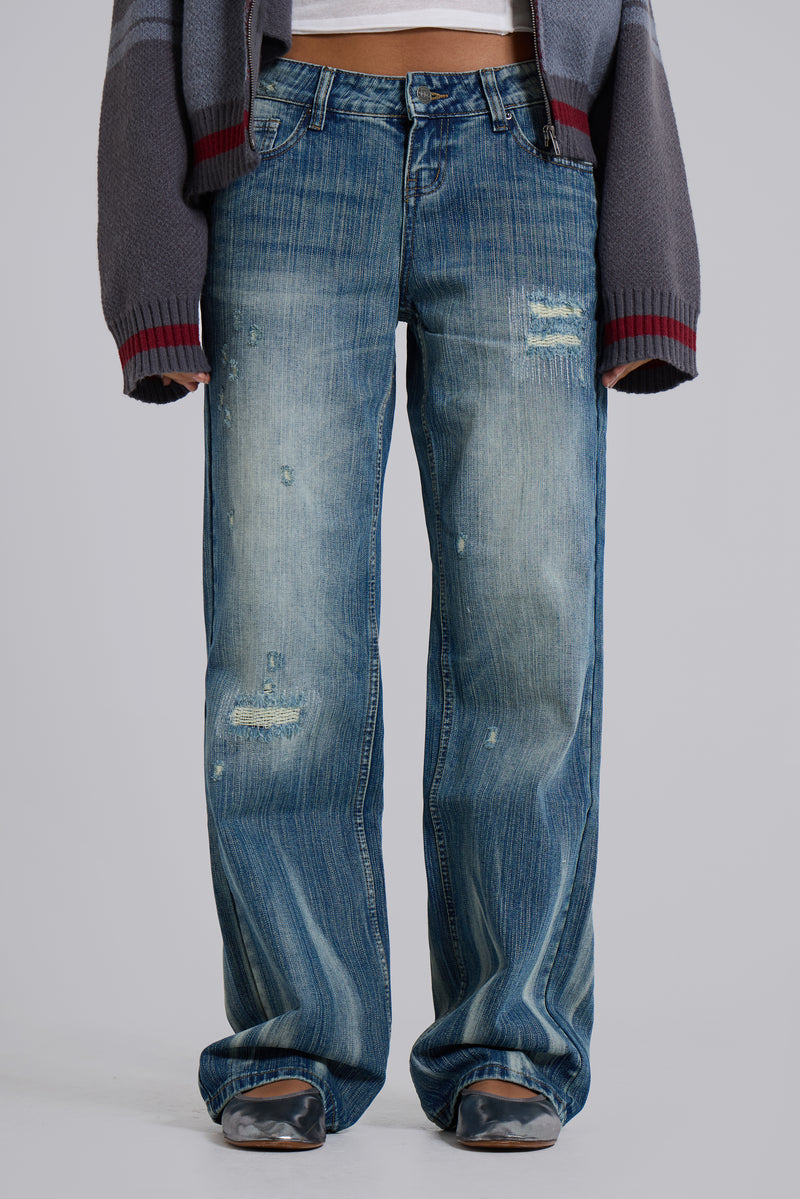 Hunter Loose Straight Leg Jeans in Blue Wash
