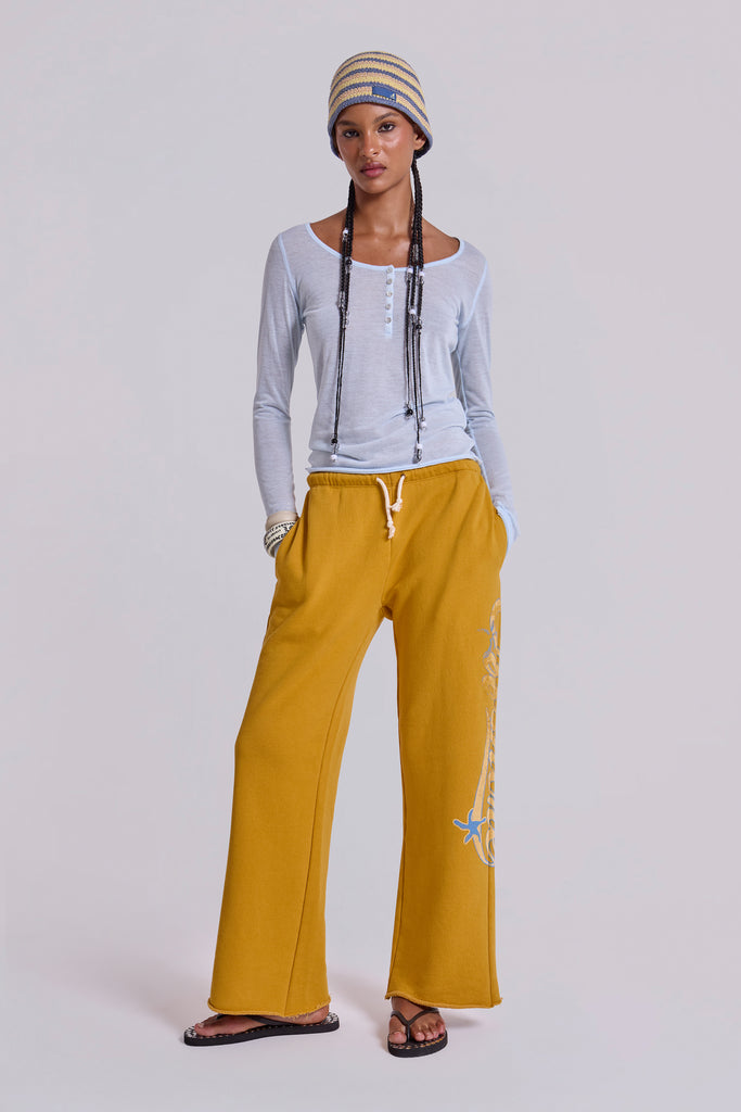 Sheer Henley Top In Sky