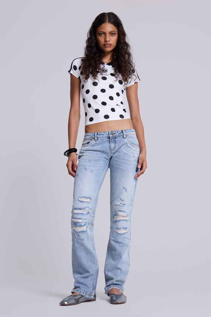 Rider Low Rise Straight Leg Jeans in Light Wash
