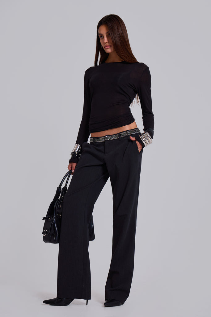 Venissa Embellished Low Rise Tailored Trousers