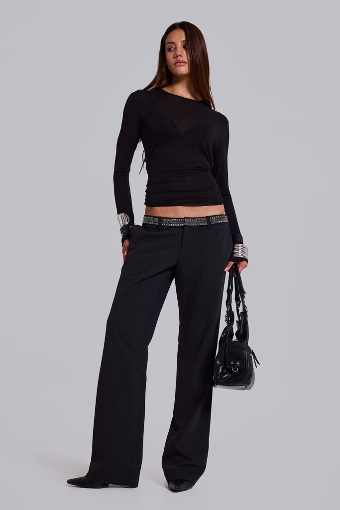 Venissa Embellished Low Rise Tailored Trousers