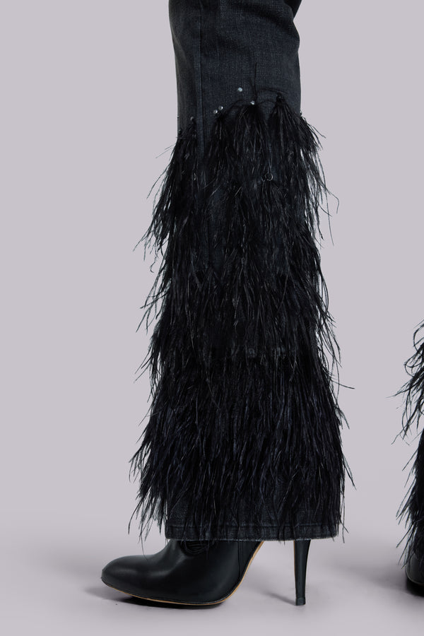 Heron Bootcut Cooper Jeans with Feathers