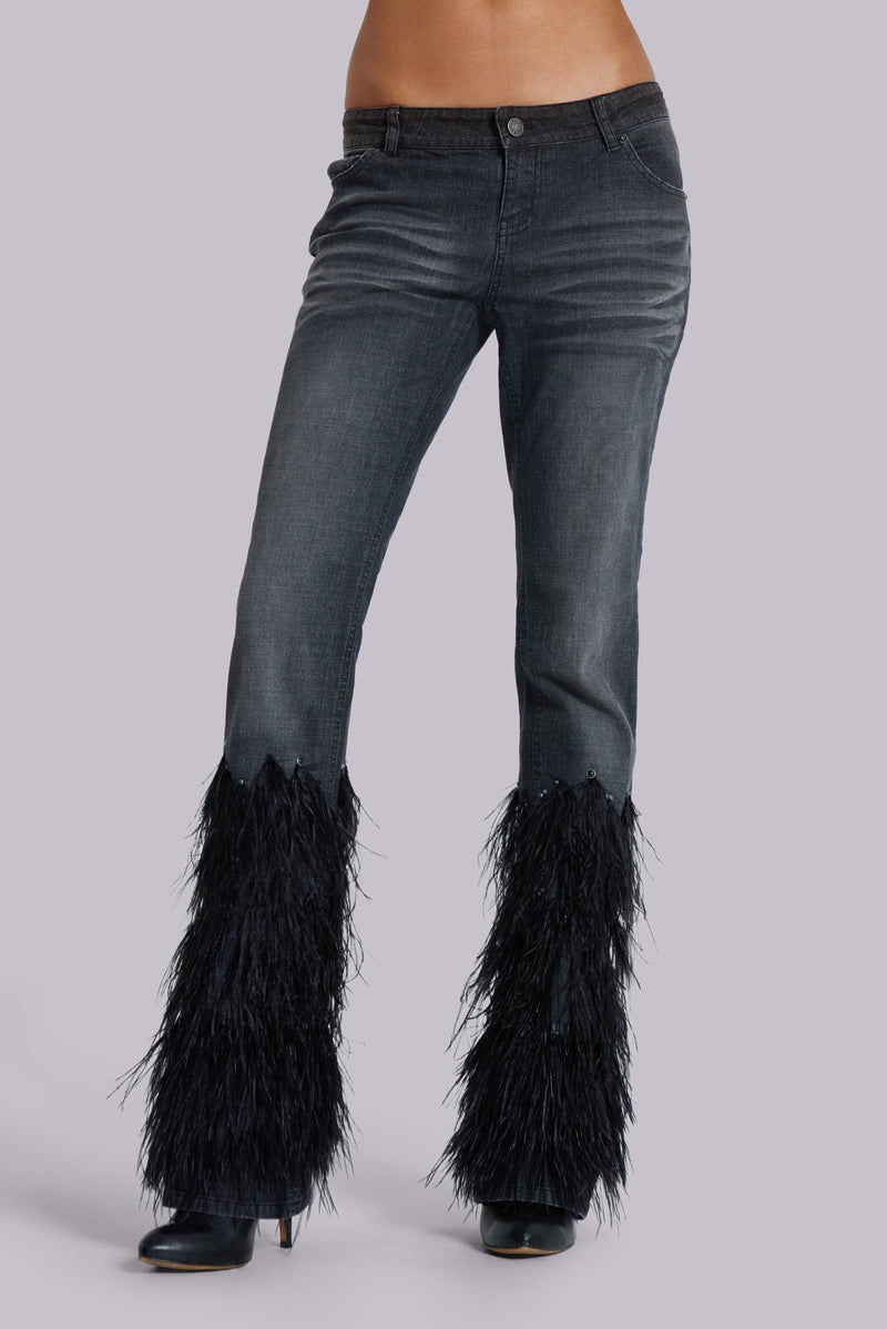 Heron Bootcut Cooper Jeans with Feathers