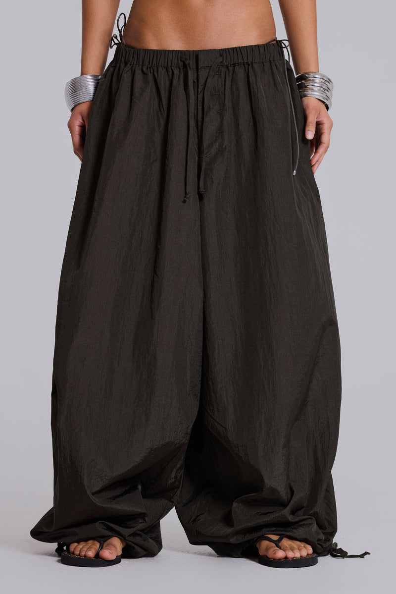 Nexis Nylon Balloon Parachute Pants in Khaki