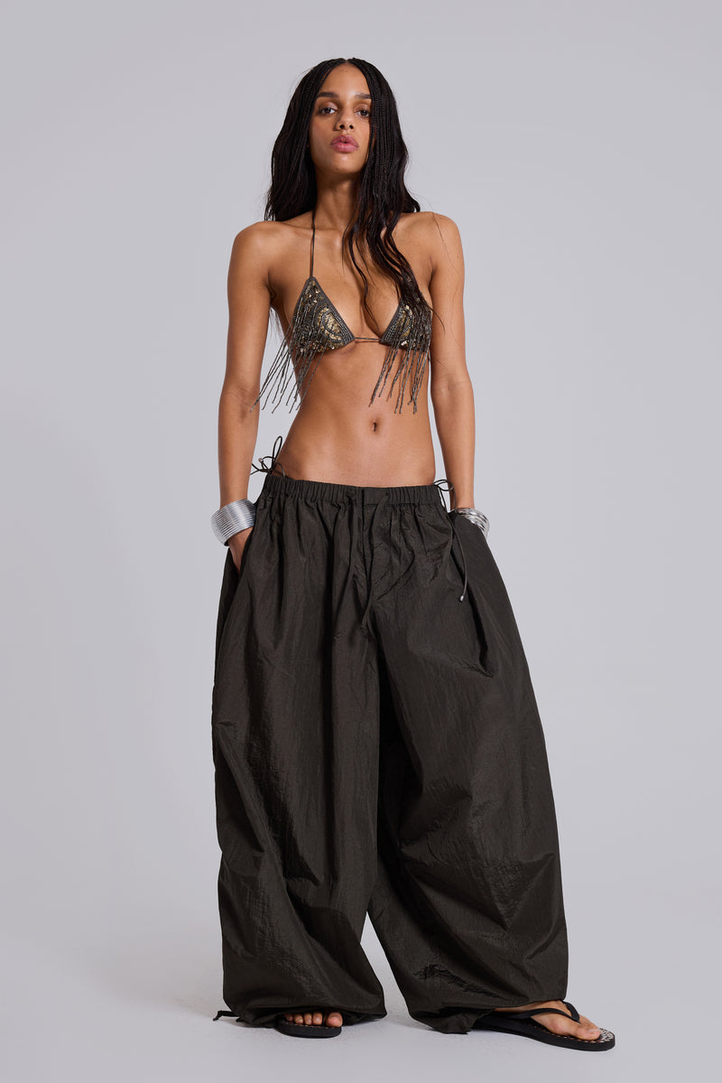 Nexis Nylon Balloon Parachute Pants in Khaki