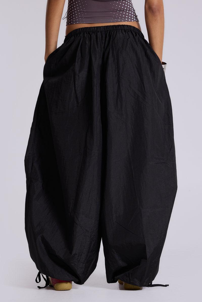 Nexis Nylon Balloon Parachute Pants in Black