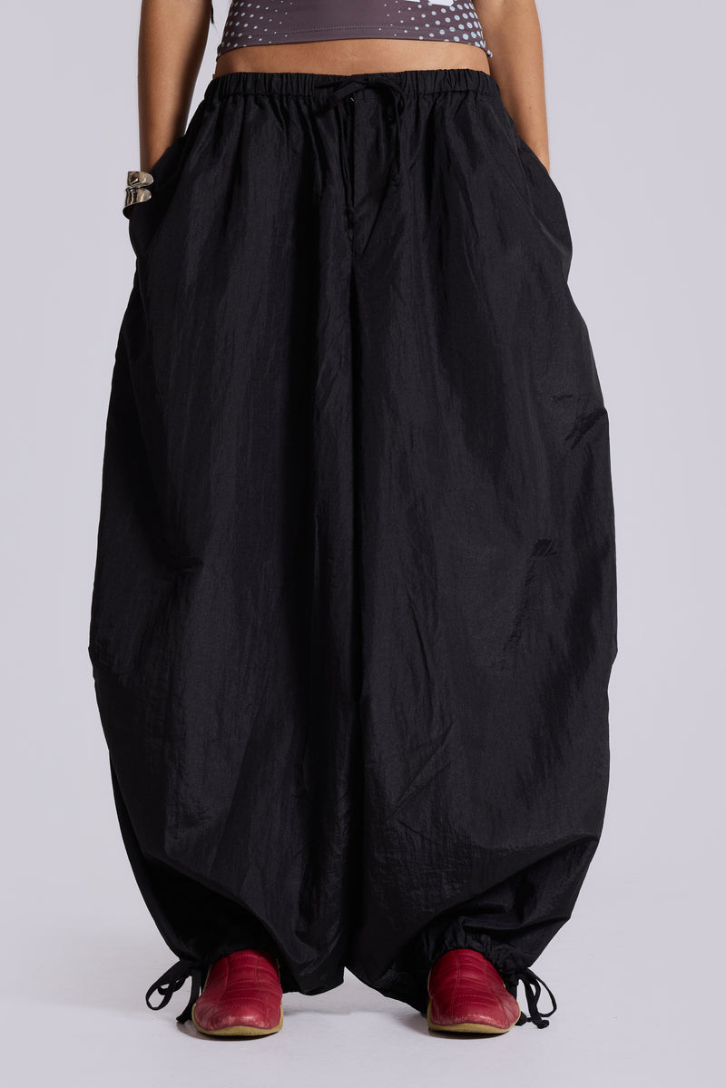Nexis Nylon Balloon Parachute Pants in Black