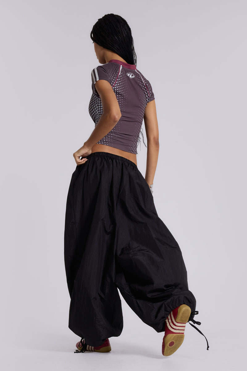 Nexis Nylon Balloon Parachute Pants in Black