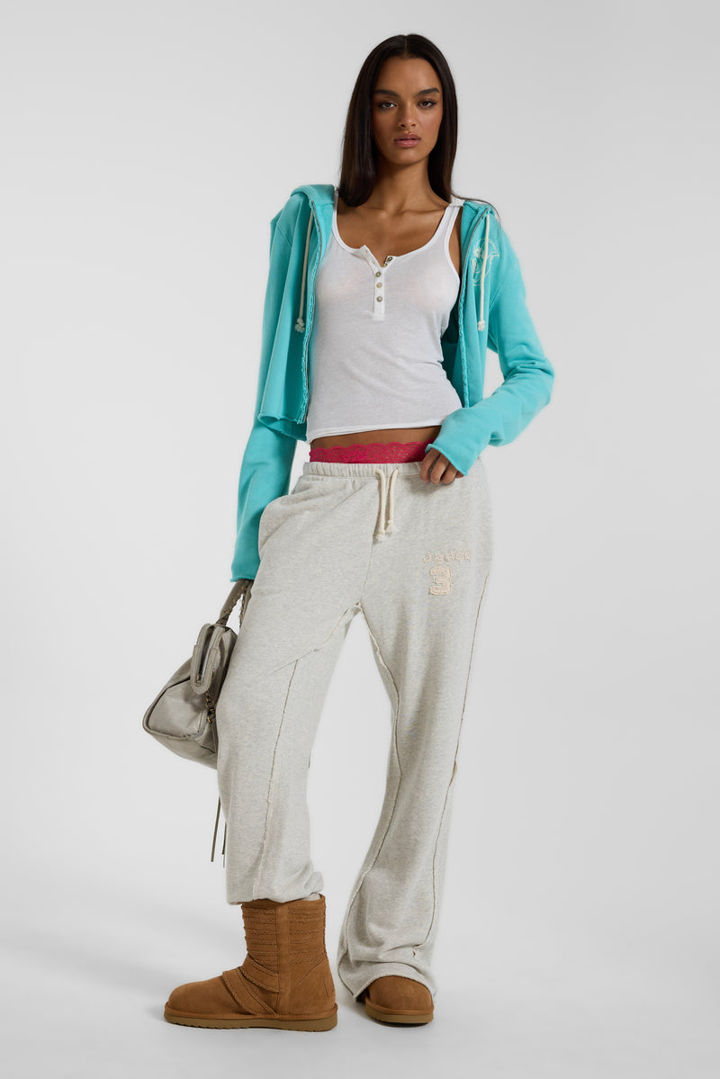 Cleo Slouchy Bootcut Jogger in Grey Marl