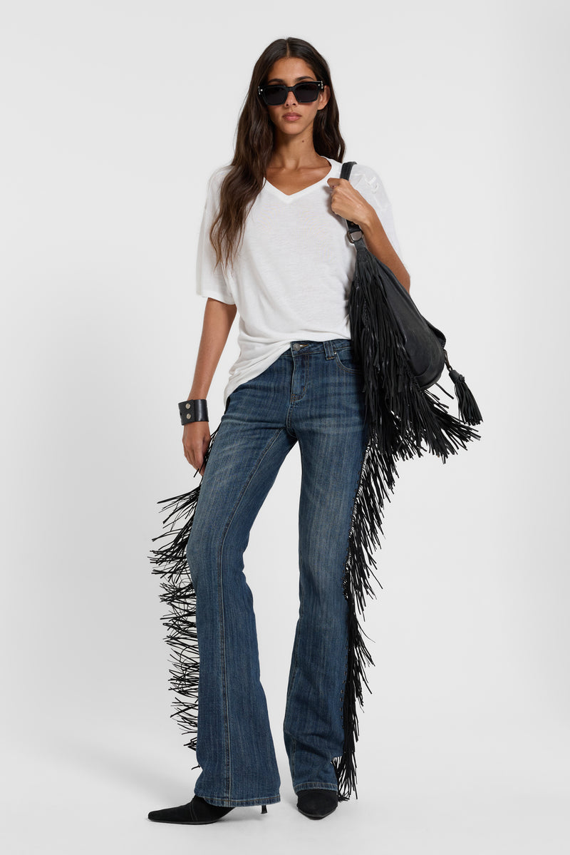 Fringe Bootcut Jeans in Blue Wash