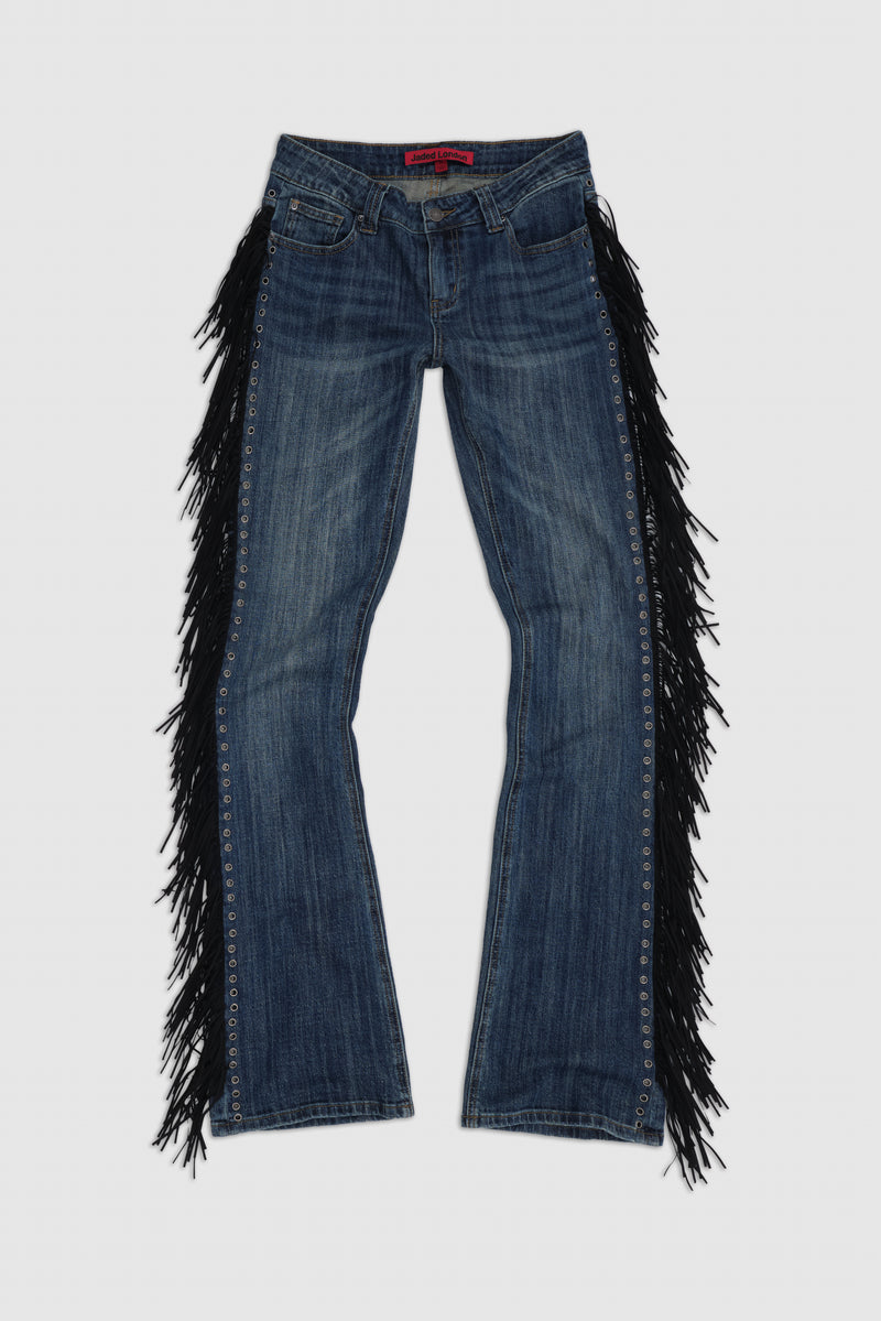 El Topo Fringe Bootcut Jeans in Blue Wash