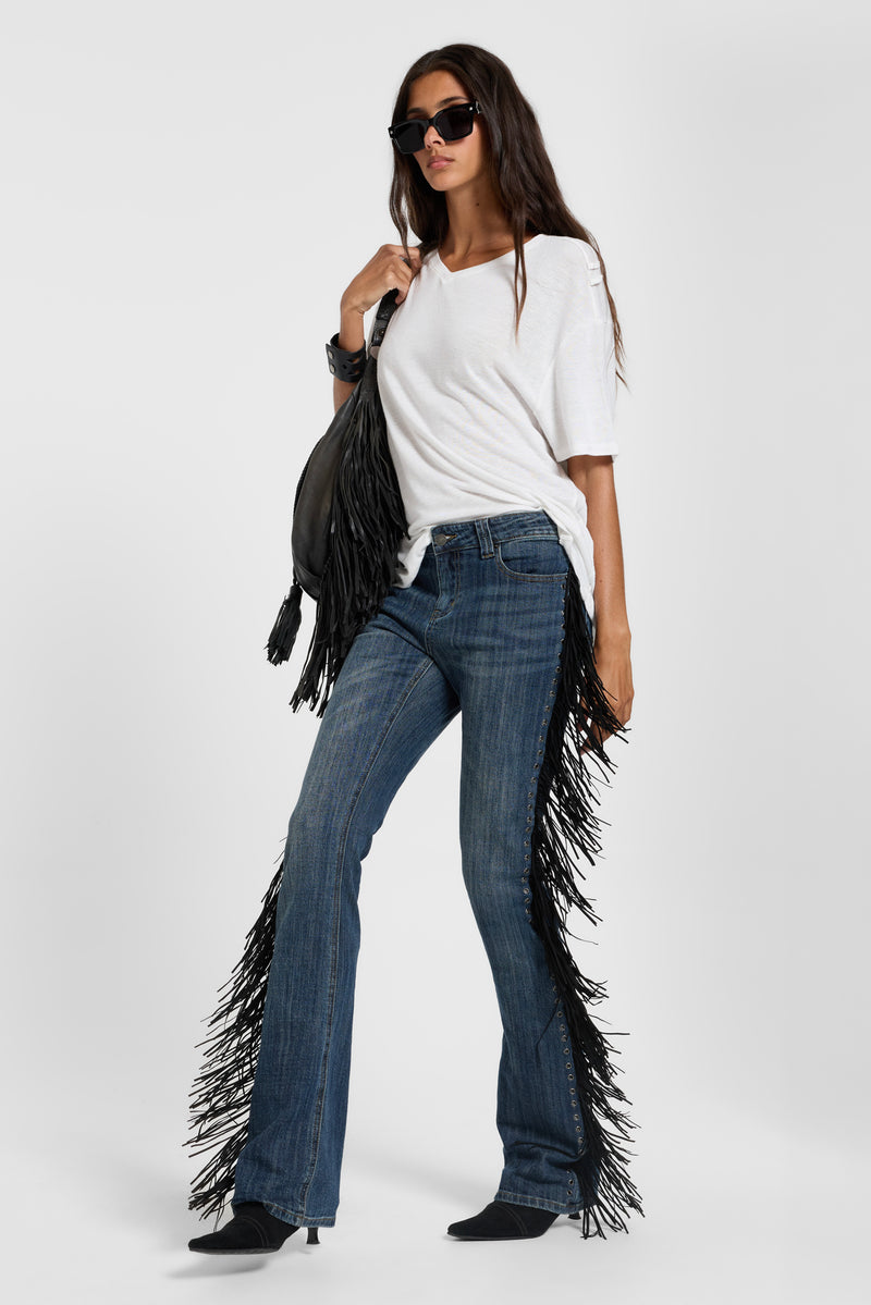 El Topo Fringe Bootcut Jeans in Blue Wash – view 3