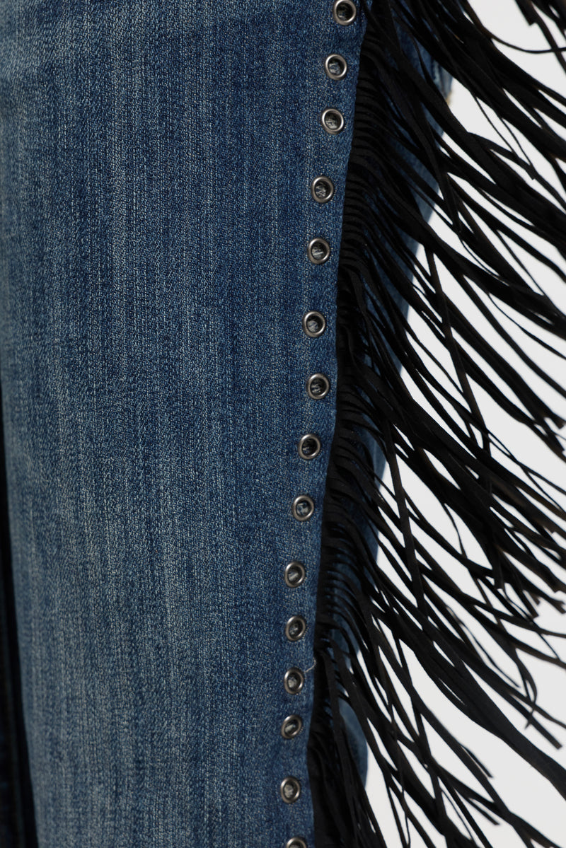 Fringe Bootcut Jeans in Blue Wash