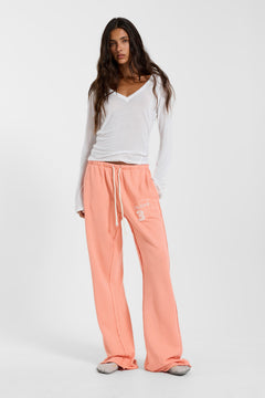 Cleo Slouchy Bootcut Jogger in Coral - XS / Pink