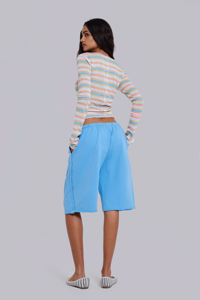 Cleo Slouchy Jogger Shorts in Blue