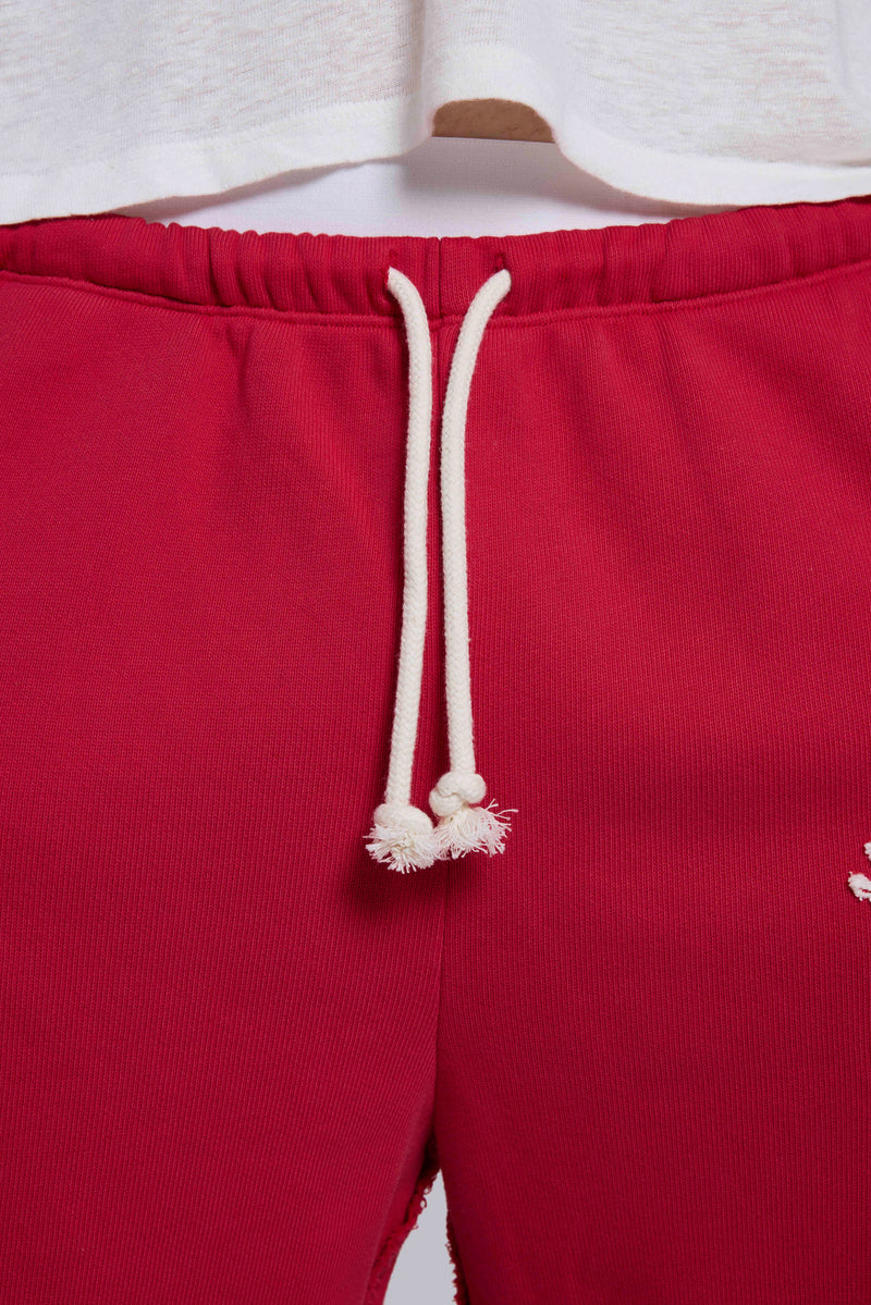 Cleo Slouchy Jogger Shorts in Red