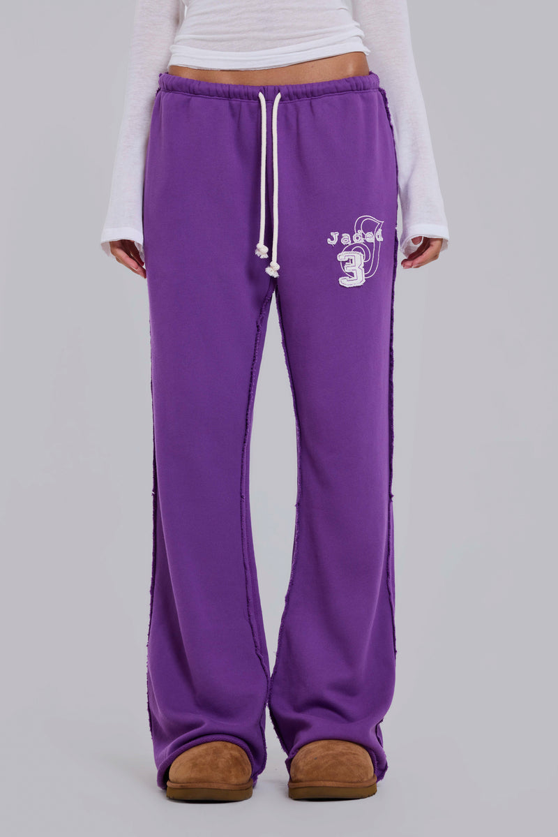 Cleo Slouchy Bootcut Jogger in Purple – view 2