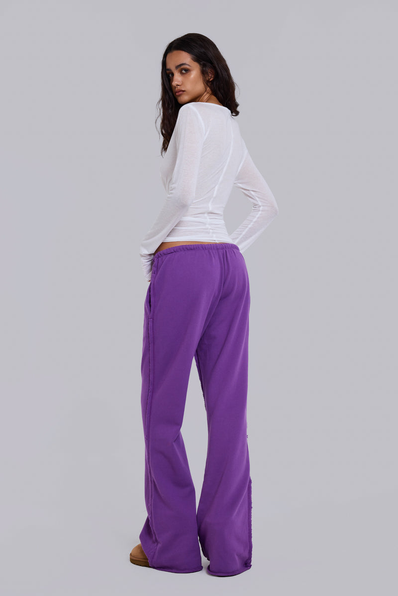 Cleo Slouchy Bootcut Jogger in Purple – view 3