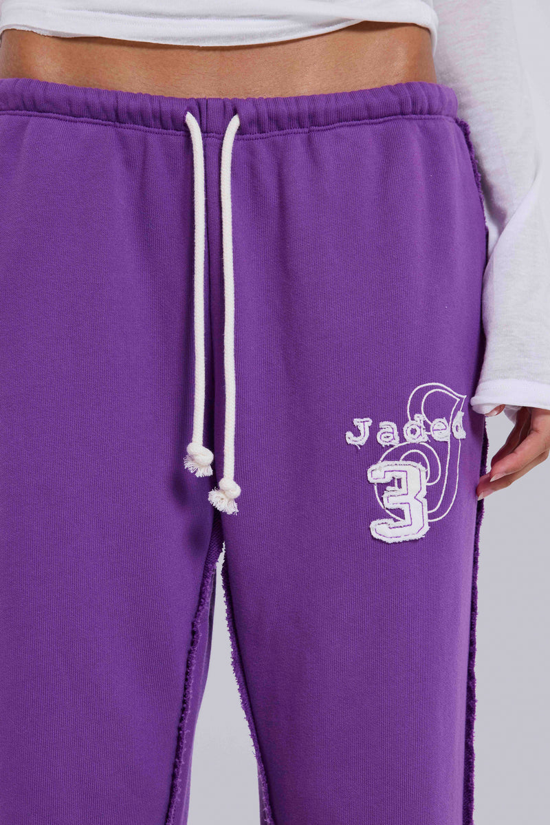 Cleo Slouchy Bootcut Jogger in Purple – view 5