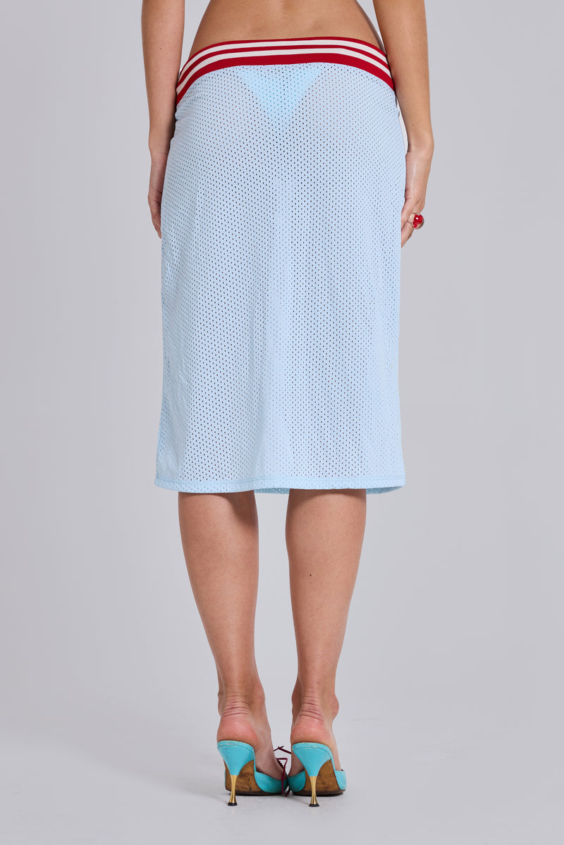 Alysa Airtex Midi Skirt in Turquoise