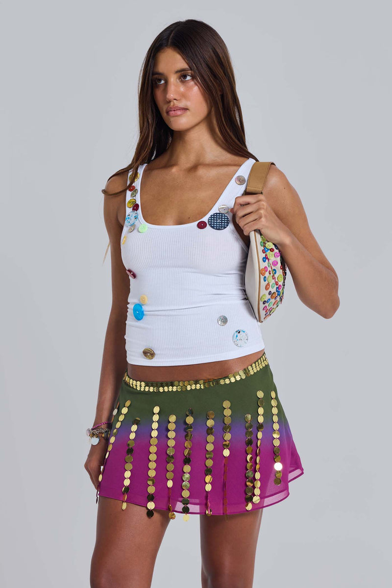 Vireya Embellished Ombre Mini Skirt
