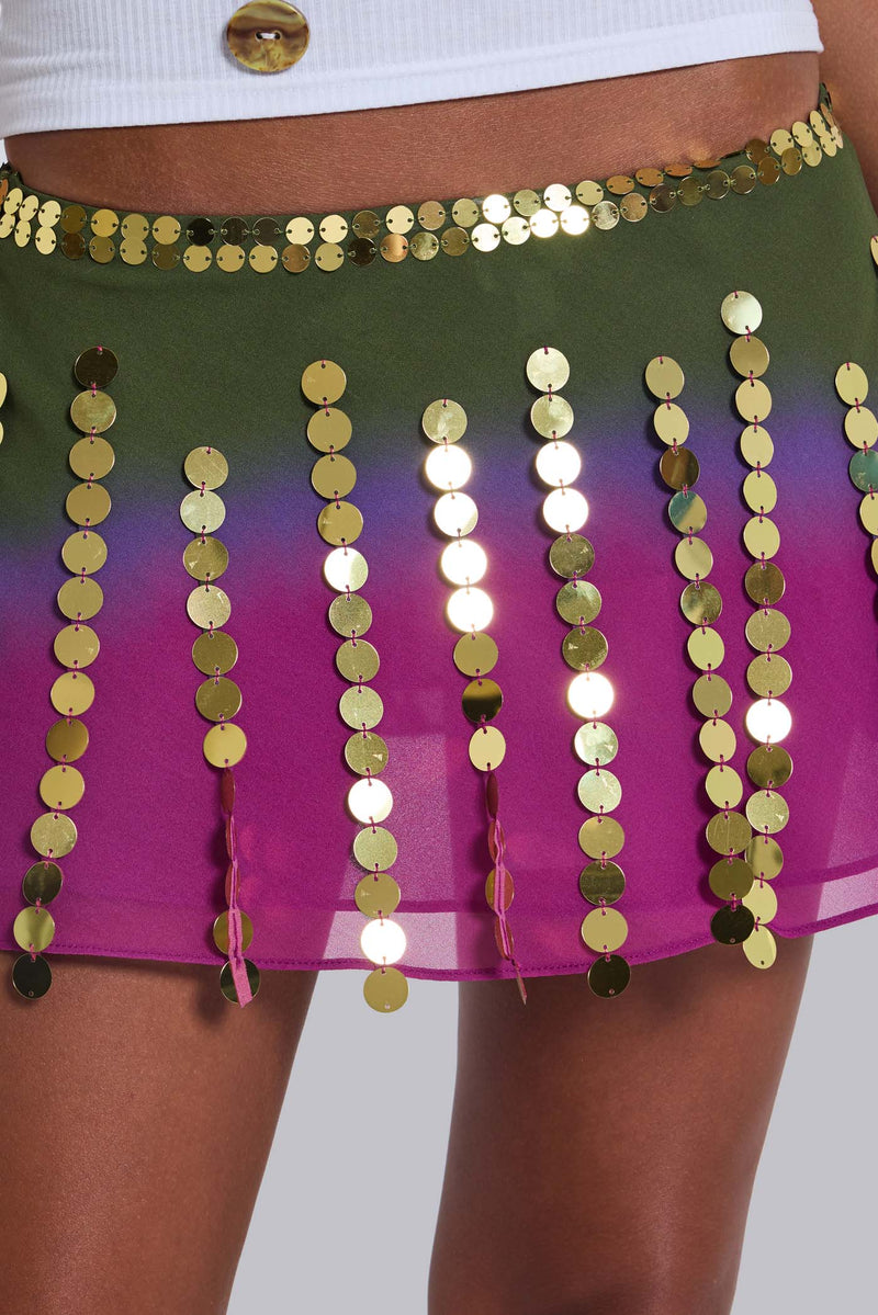 Vireya Embellished Ombre Mini Skirt