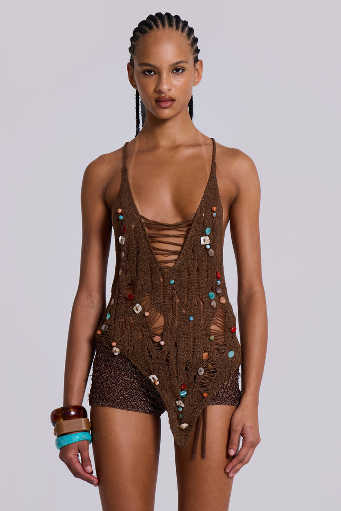 Aruana Beaded Knit Top