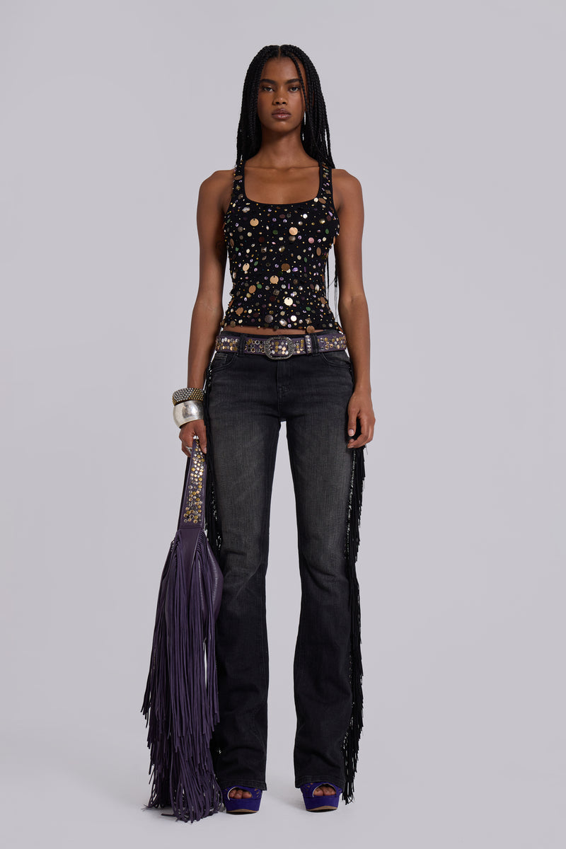 Addison Sequin Vest Top in Midnight