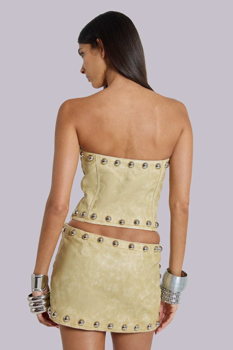Vinta PU Leather Studded Corset Top