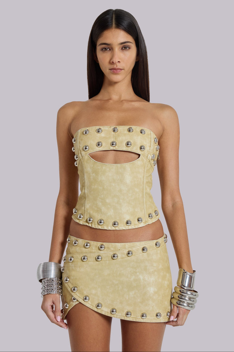 Vinta PU Leather Studded Mini Skirt