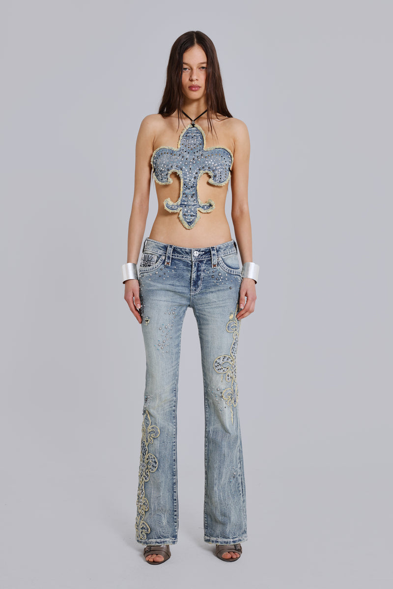 Rock Revival Studded Fleur de Lis Top
