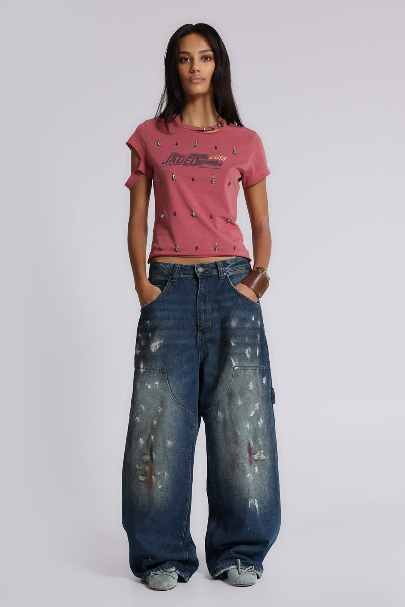 Splatter Cinch Carpenter Jeans