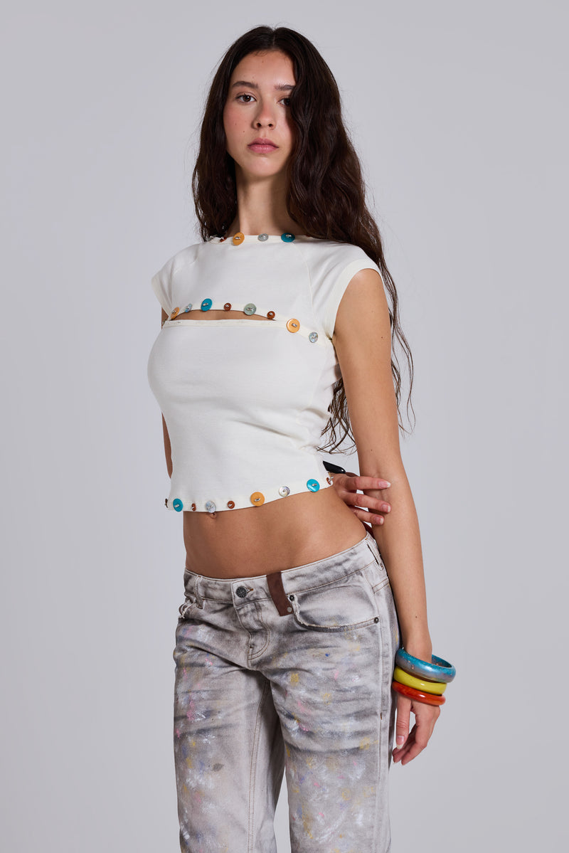 Solira Button Cut Out Top