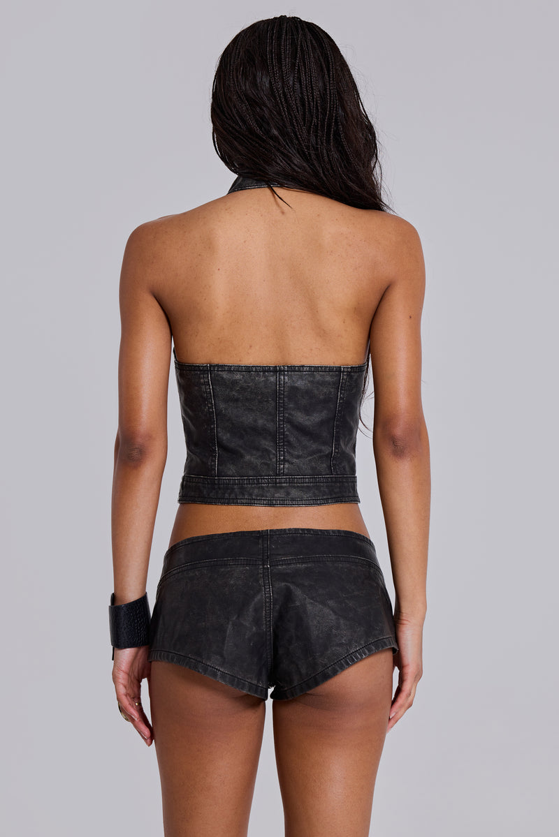 Rebel Military PU Leather Top