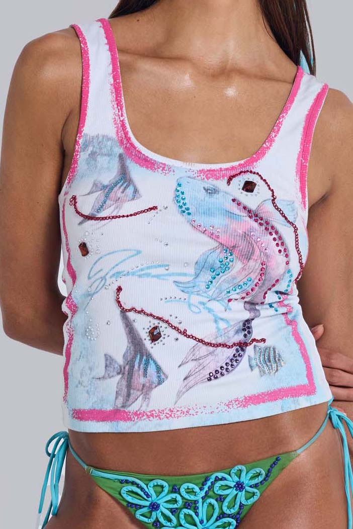Addison Embellished Graphic Vest Top