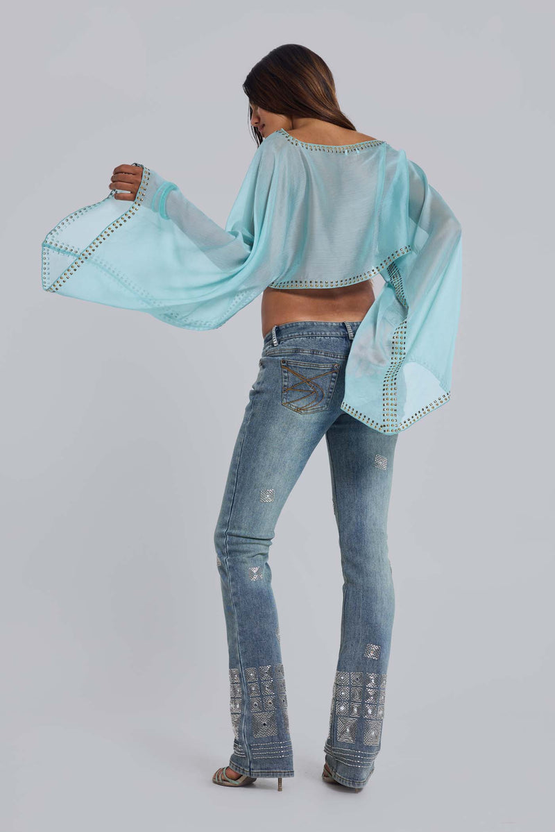 Hand-Beaded Bootcut Cooper Jeans