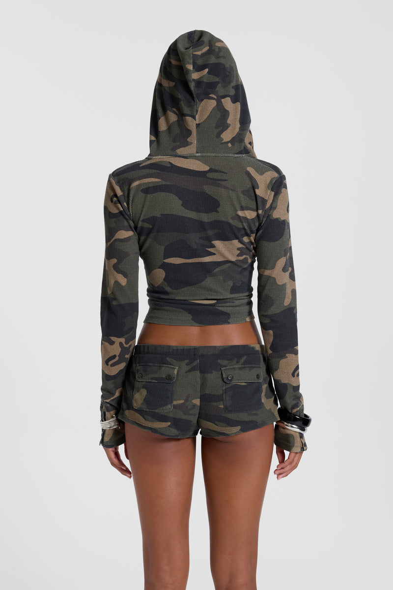 Janie Camo Waffle Mini Shorts – view 2