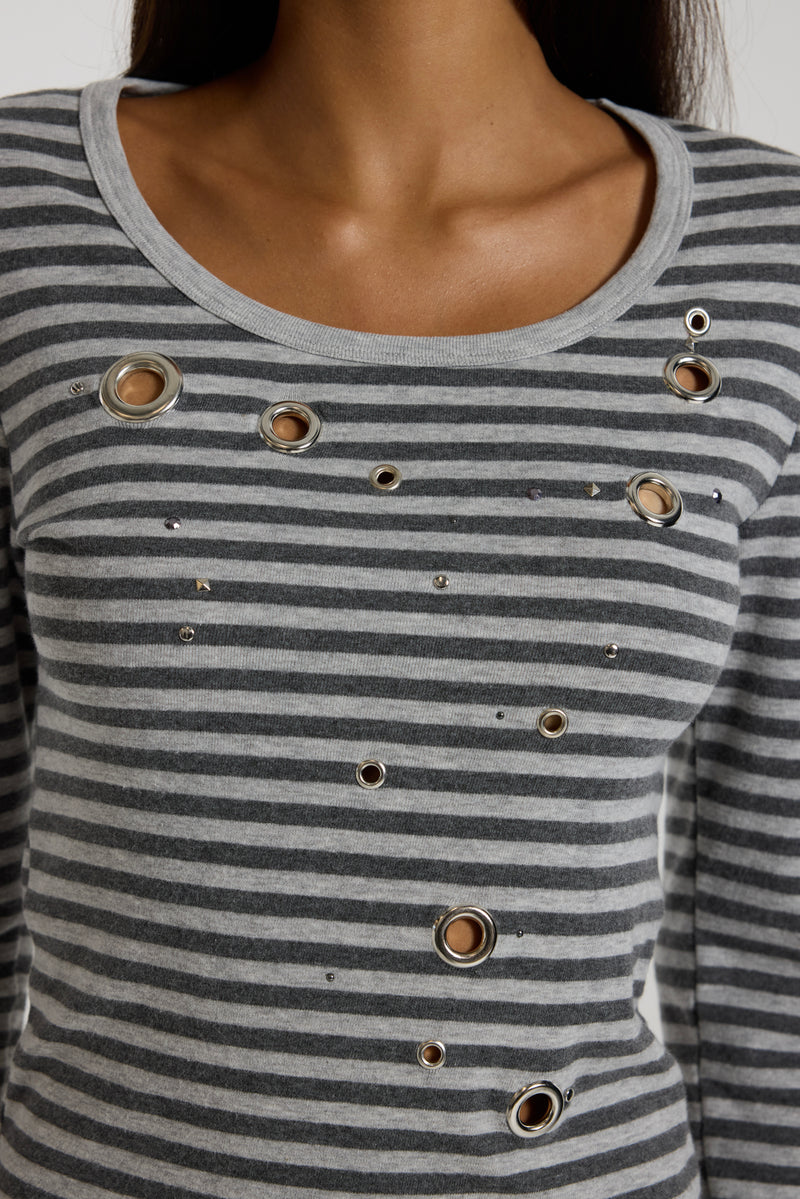 Eye Contact Long Sleeve Top in Stripe