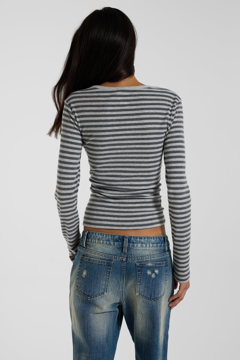 Eye Contact Long Sleeve Top in Stripe