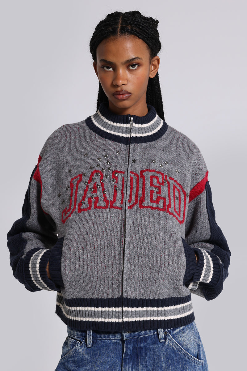 Team USA Studded Knitted Bomber Jacket