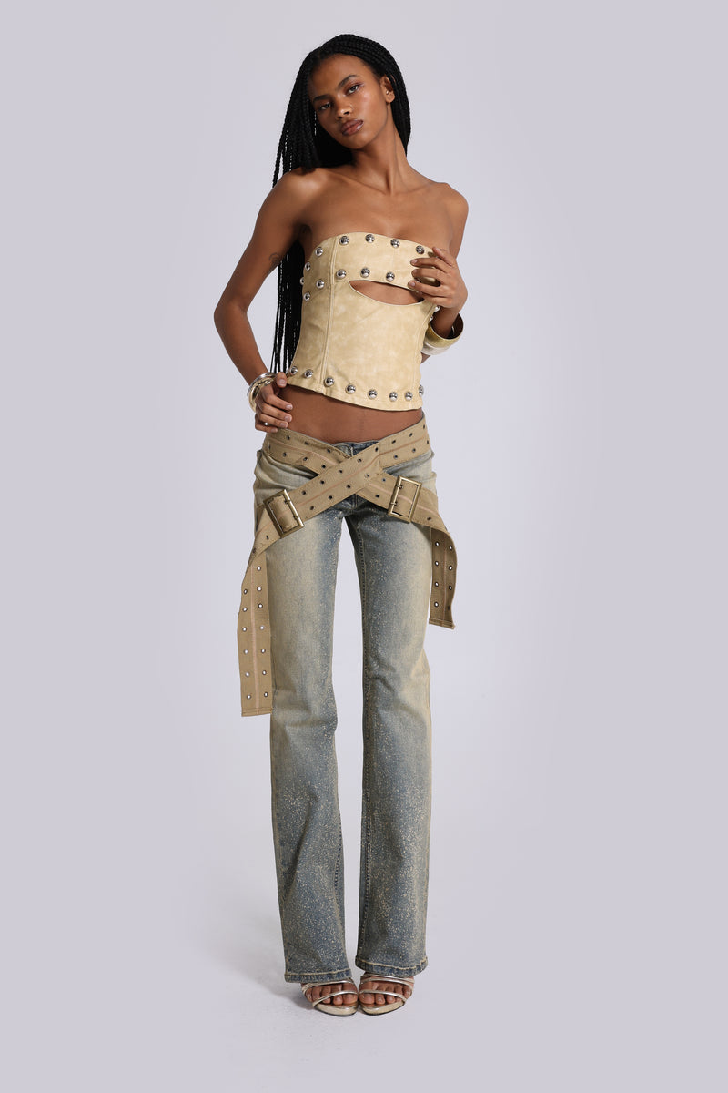 Strap Up Stonewash Jeans