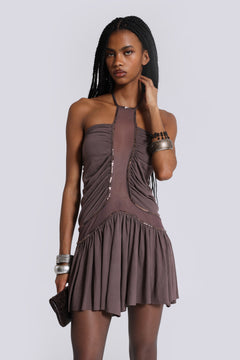 Calisse Backless Mini Dress - UK 6 / Grey