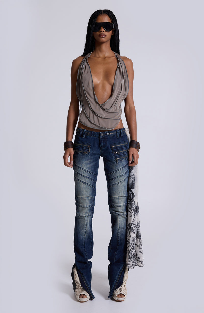 Vrax Cowl Zipper Top