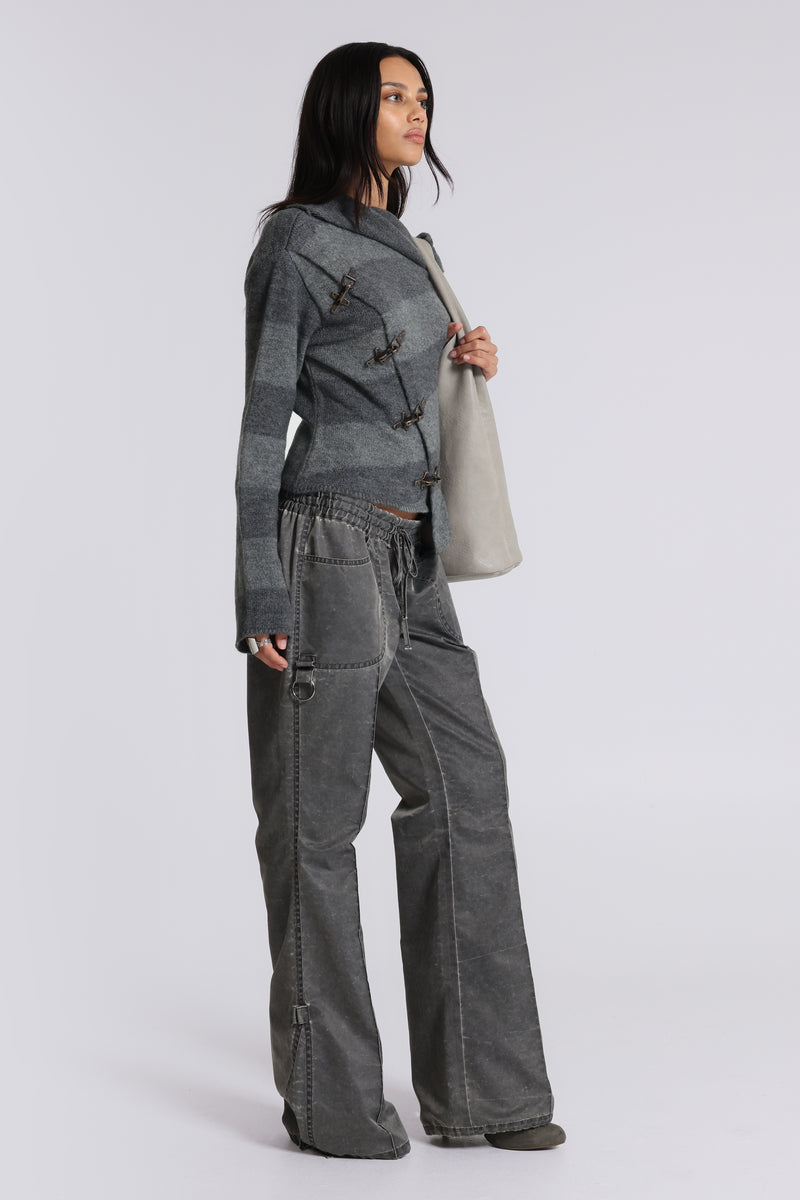 Clasp Asymmetric Stripe Knit
