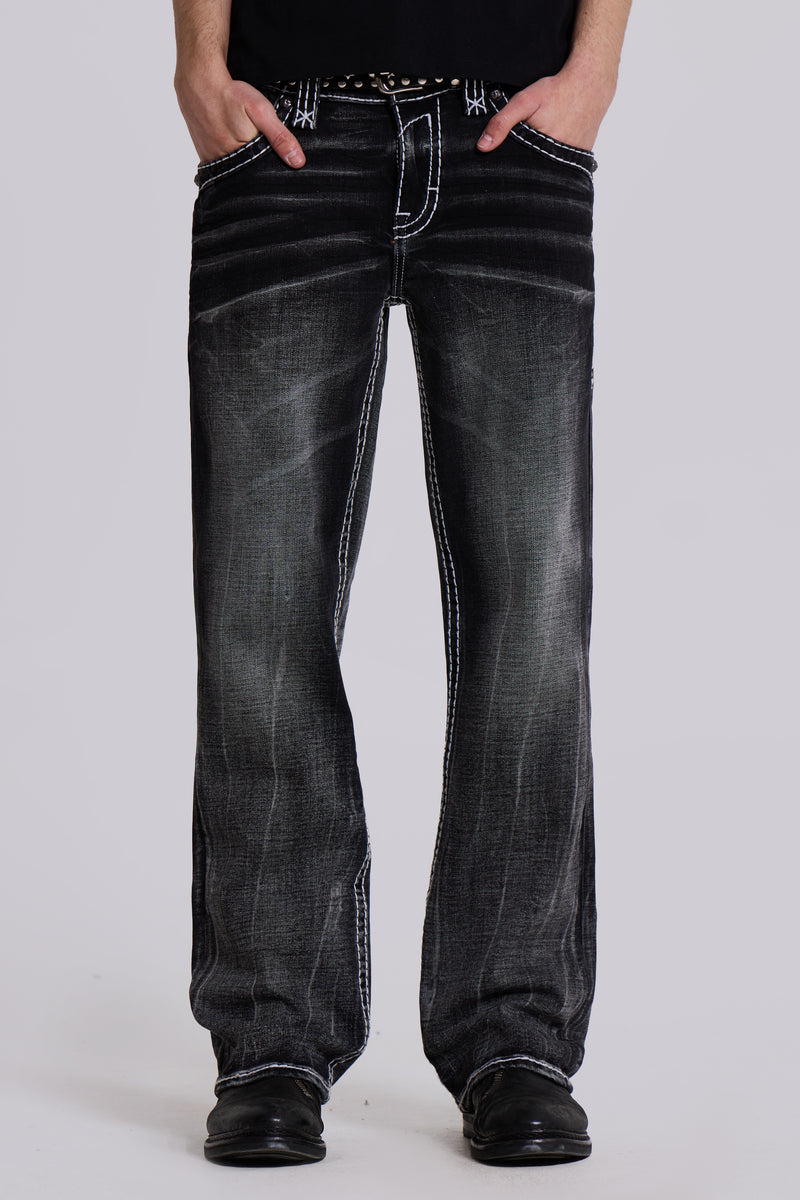 Rock Revival Washed Black Gwen Flared Jeans